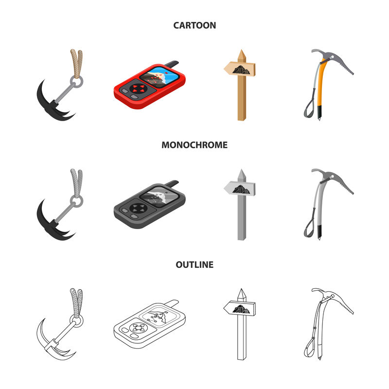 登山矢量图和山峰符号-一套登山和营地股票的网络标志