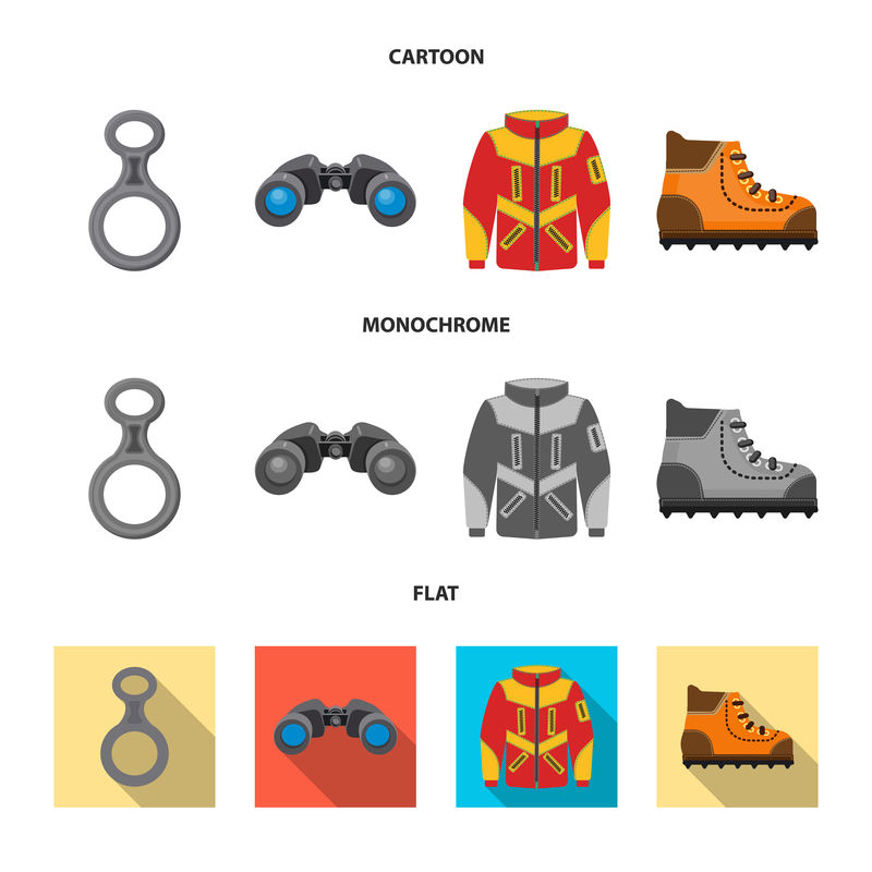 登山矢量图和山峰符号-一套登山和营地牲畜矢量图