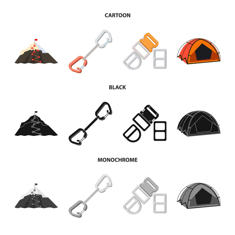 登山矢量设计和山峰图标-收集登山和营地股票标志为网络