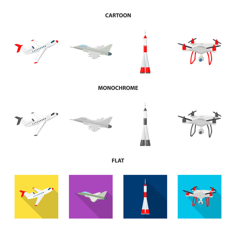 平面和运输图标的矢量图-网页的平面和天空股票符号集合