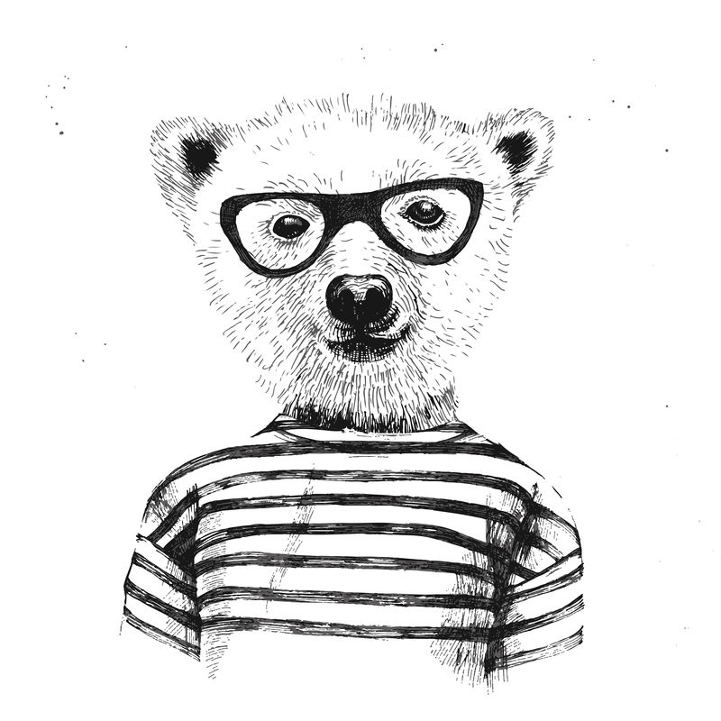 盛装时髦熊的手绘插图