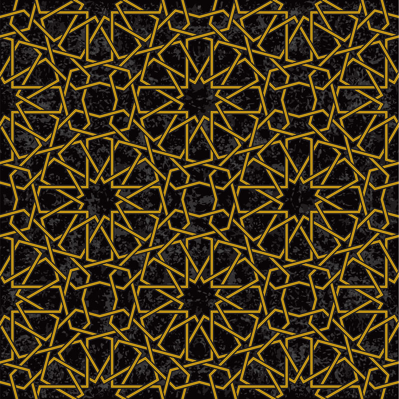 阿拉伯风格的金色星形图案背景-矢量图