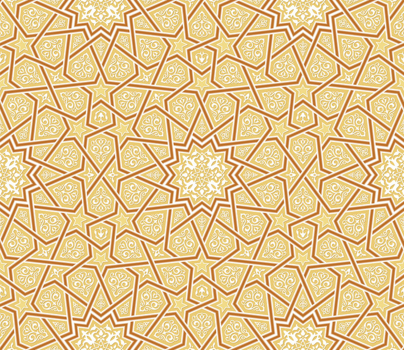阿拉伯式星形装饰棕色背景-矢量插图