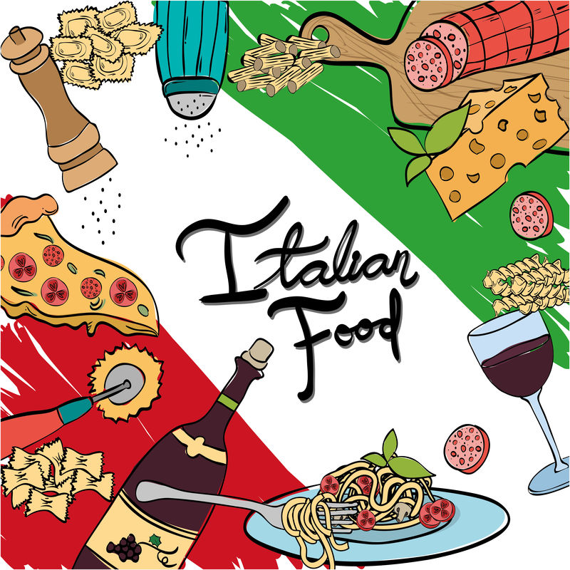 意大利国旗，美食菜单