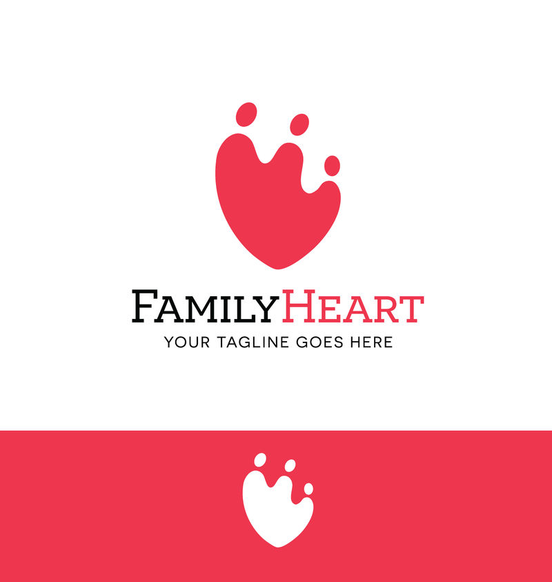 为慈善机构、组织或家庭相关企业设计标识-心形家庭图标