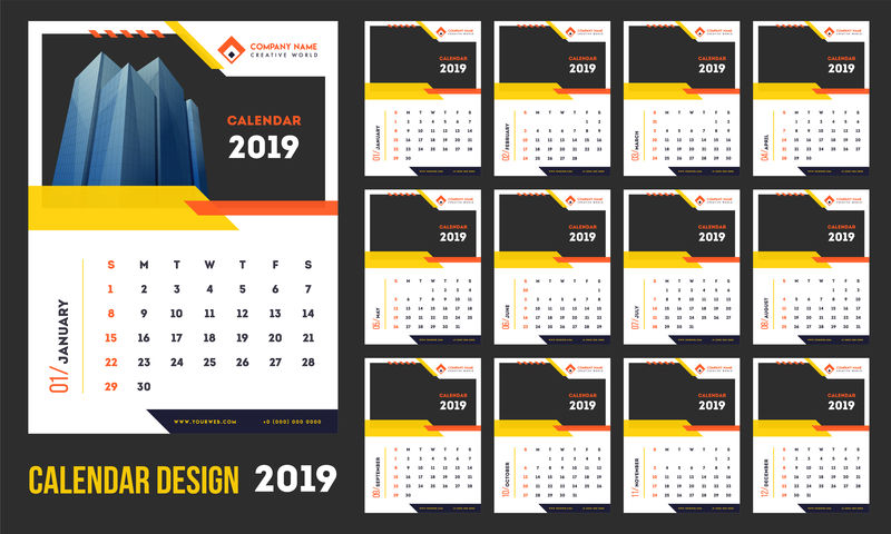 2019年模板式日历设计，为您的IMAG提供空间