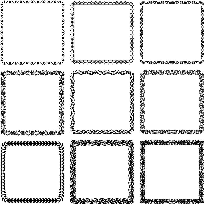 装饰古董框架和边界设置向量