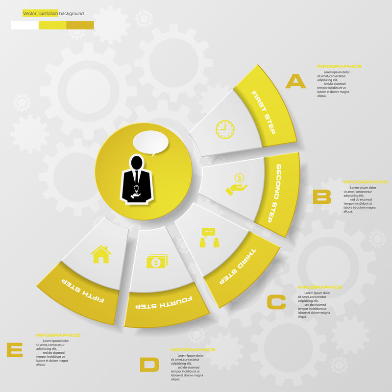 5步抽象信息图元素-矢量图