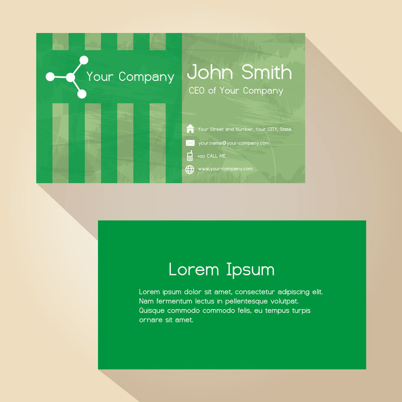 简单抽象绿纸彩色名片设计EPS10