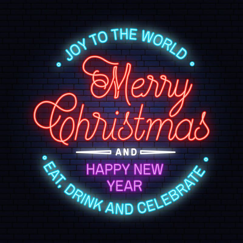 给世界带来欢乐。圣诞快乐，新年快乐邮票，贴纸。矢量图。