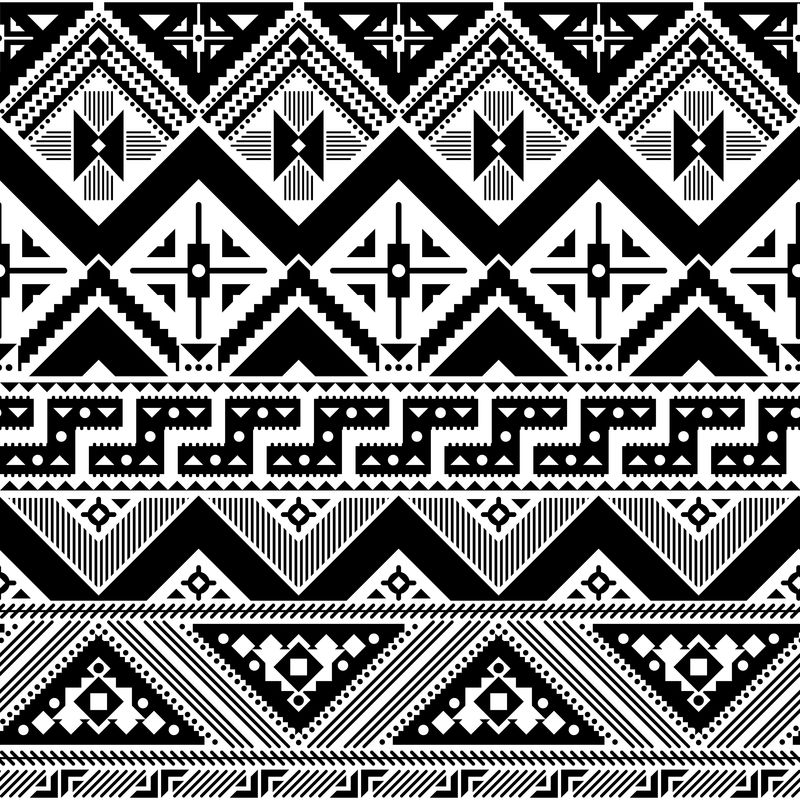 抽象几何无缝图案-黑白风格