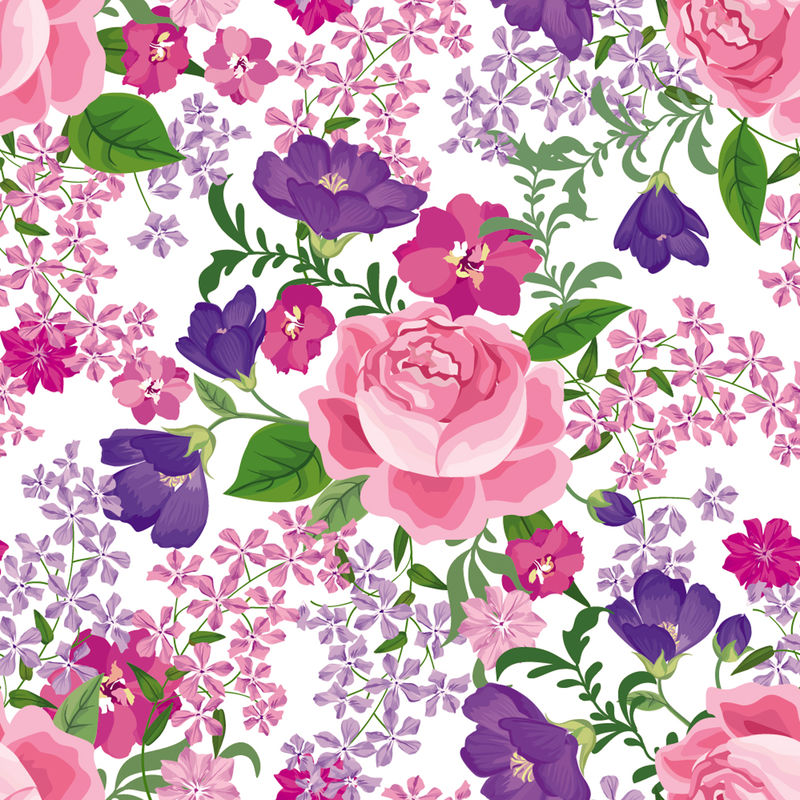花卉无缝图案 花背景 花的花朵纹理无缝图片素材 插画素材 Eps图片格式 Macw视频素材库素材下载