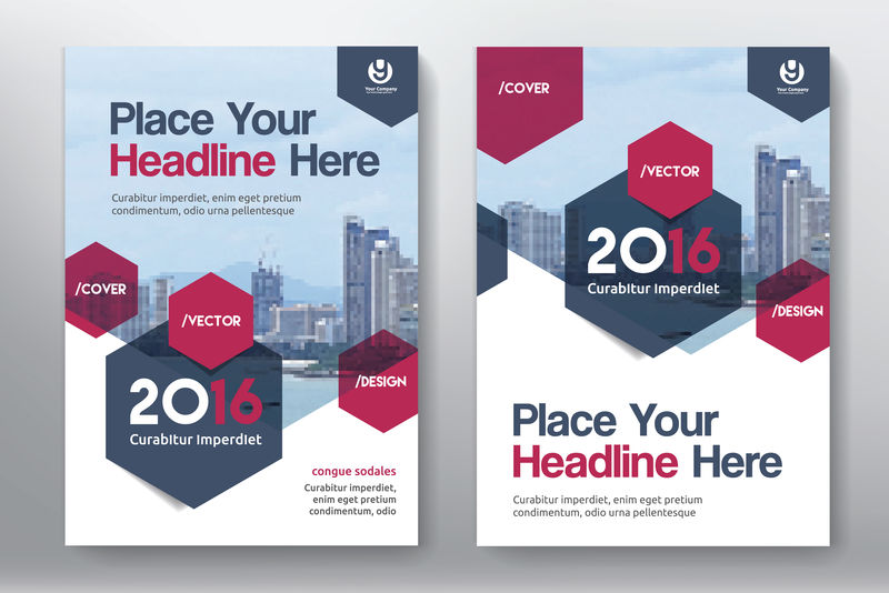 红色背景与城市背景商务书籍封面设计模板A4-易于适应小册子-年报-杂志-海报-公司介绍-档案袋-传单-横幅-网站