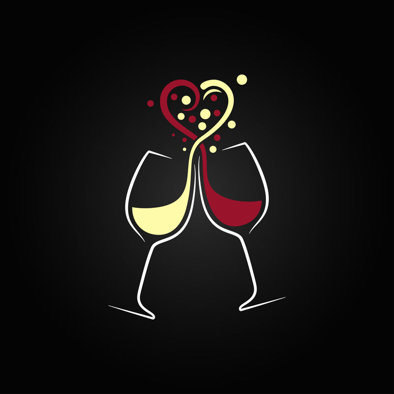 红白葡萄酒爱情概念情人节设计背景说明