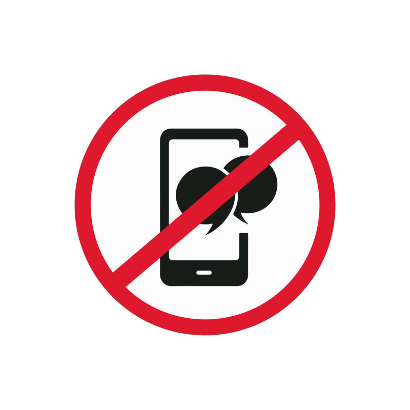 带有手机颜色图标的禁止标志-禁止使用智能手机-停下来-孤立矢量图解