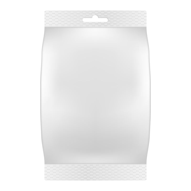 纸巾、纸巾或食品用空白白色袋包装-矢量-产品包模板