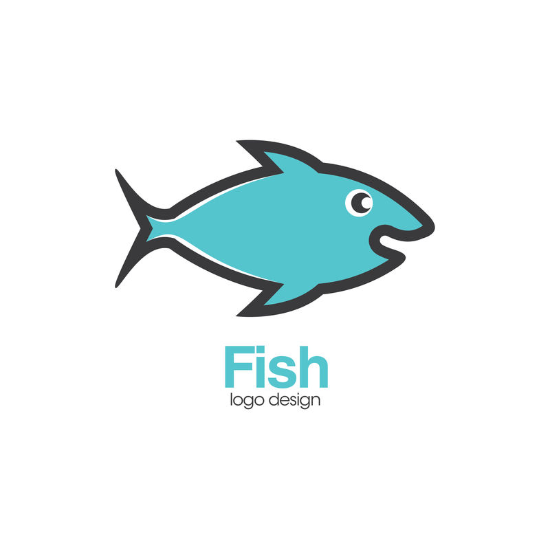 蓝色金枪鱼标志设计模板-健康生活方式公司或食品制造商的现代线性品牌元素-海洋生产概念