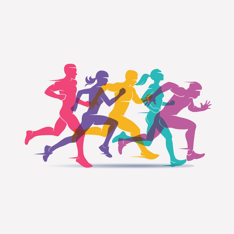 跑步人士的一套造型、运动和活动背景