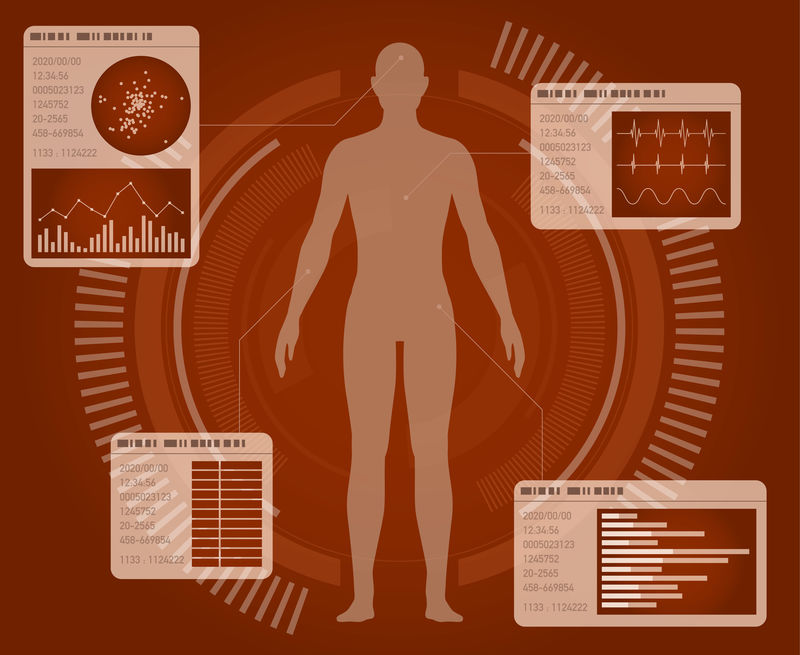 人体和信息图形、抽象界面、矢量图