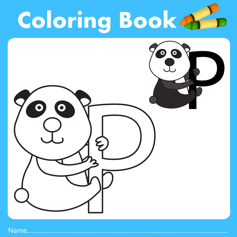 熊猫动物彩书插画
