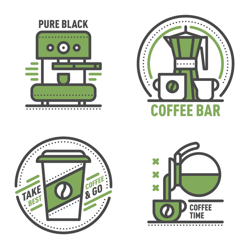 咖啡花押字矢量标志徽章