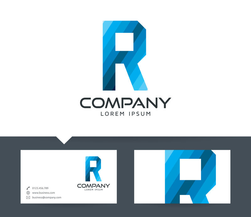 字母R标志设计-名片-向量模板