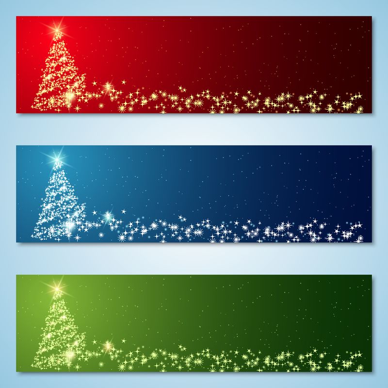 圣诞节和新年彩色矢量横幅系列