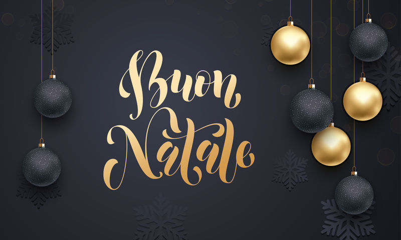 意大利圣诞快乐布翁娜塔莱金色装饰书法字体