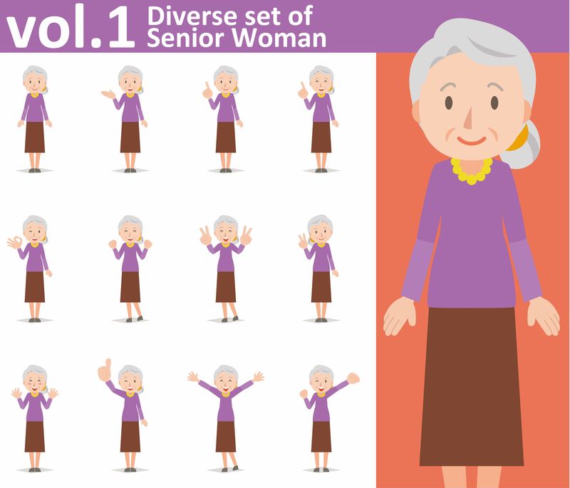 白底不同的老年妇女-EPS10矢量格式第1卷