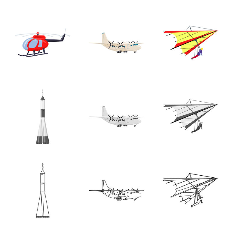 平面和运输标志的矢量图-平面和天空存量矢量图的集合