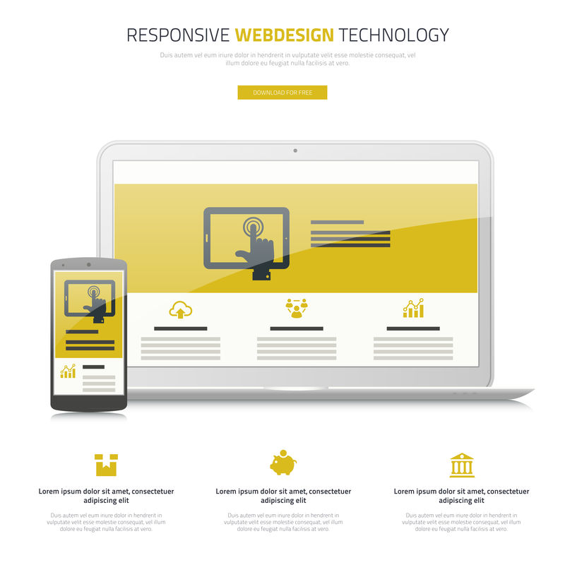 响应式WebDesign笔记本电脑和智能手机模型