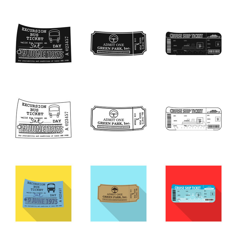 门票和入场标志的独立对象-为Web收集票据和事件库存符号