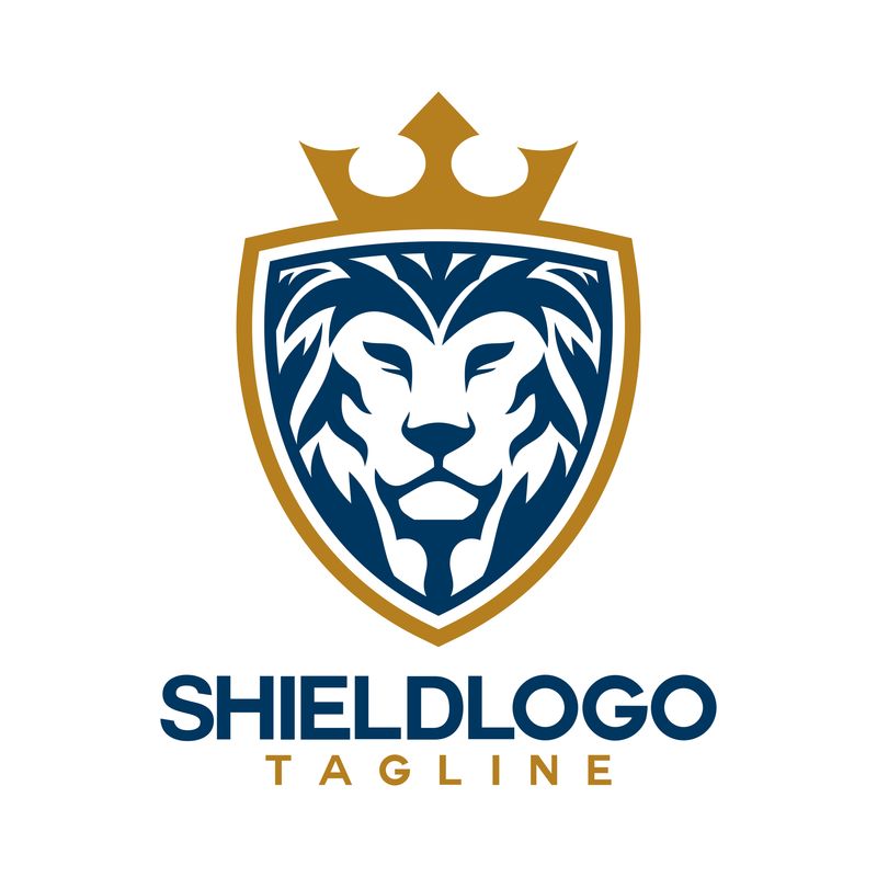 狮盾标志设计模板-狮头标识-元素为品牌标识-矢量插图