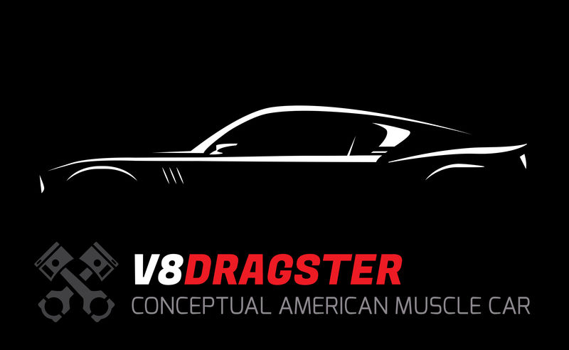 概念V8 Dragster肌肉车轮廓矢量设计