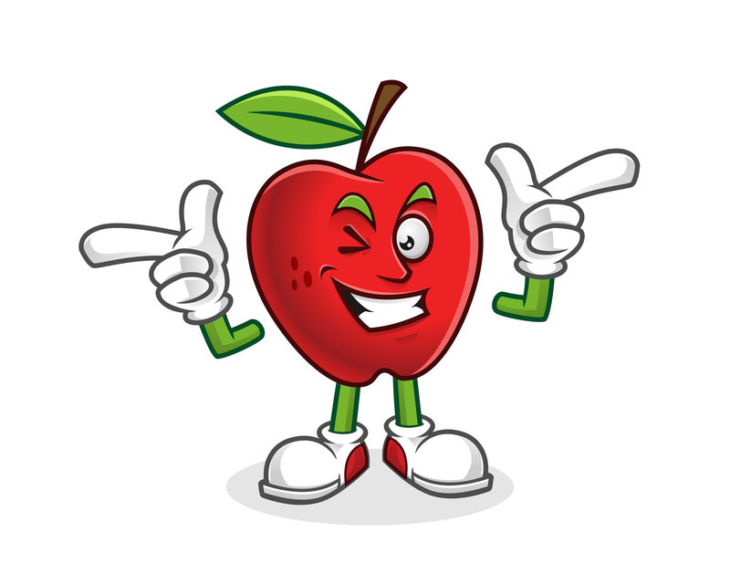 时髦的苹果吉祥物-苹果特征向量-苹果商标