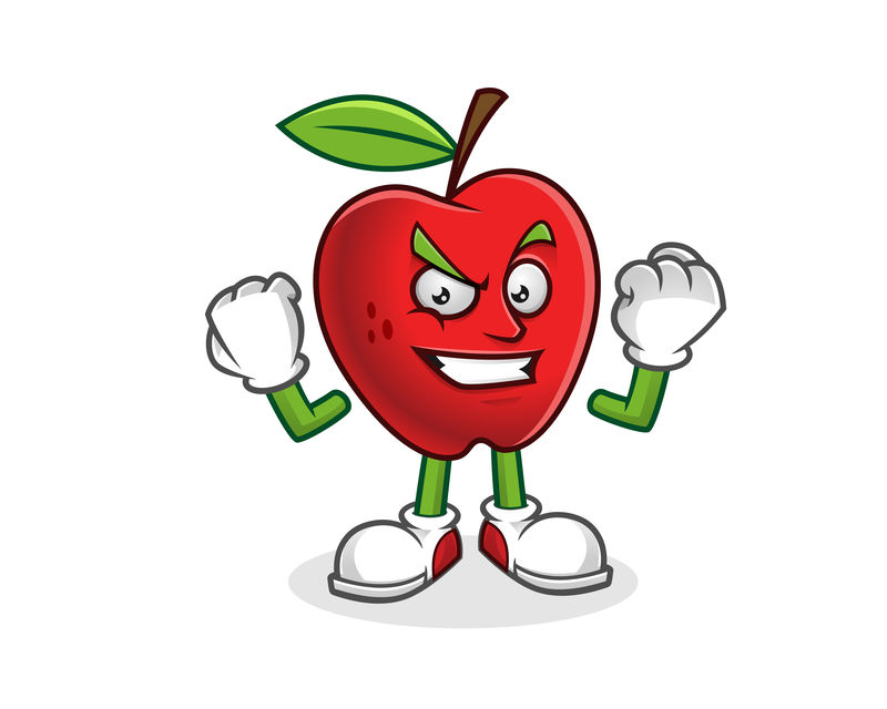 坚强自信的苹果吉祥物-苹果特征向量