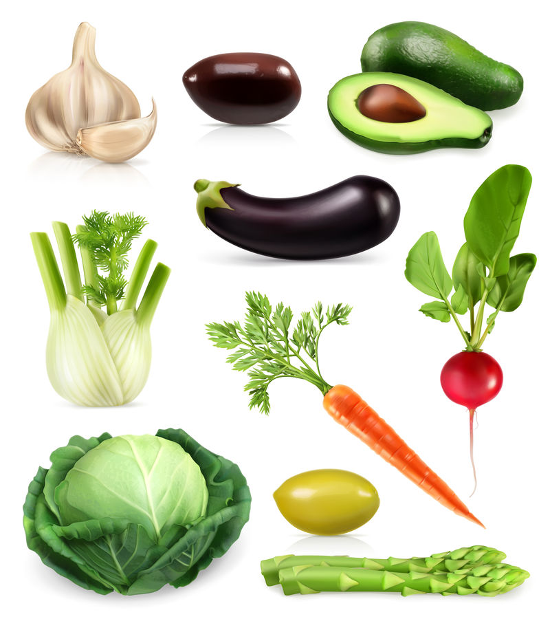 蔬菜，矢量图标集