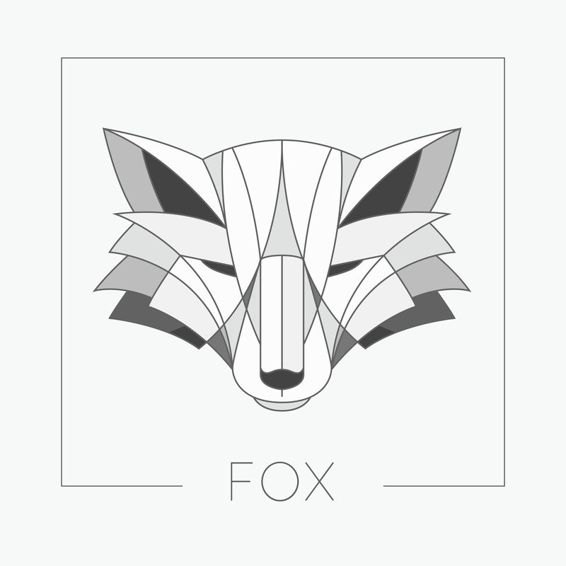 抽象狐狸头标志图标设计优雅线条造型ST