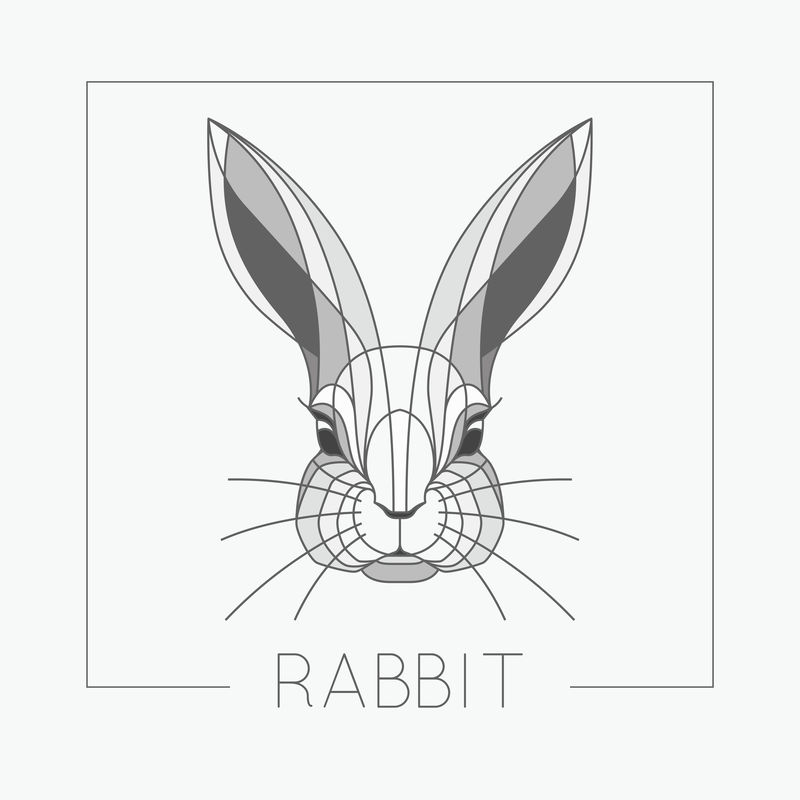 抽象兔头标志图案，线条优雅