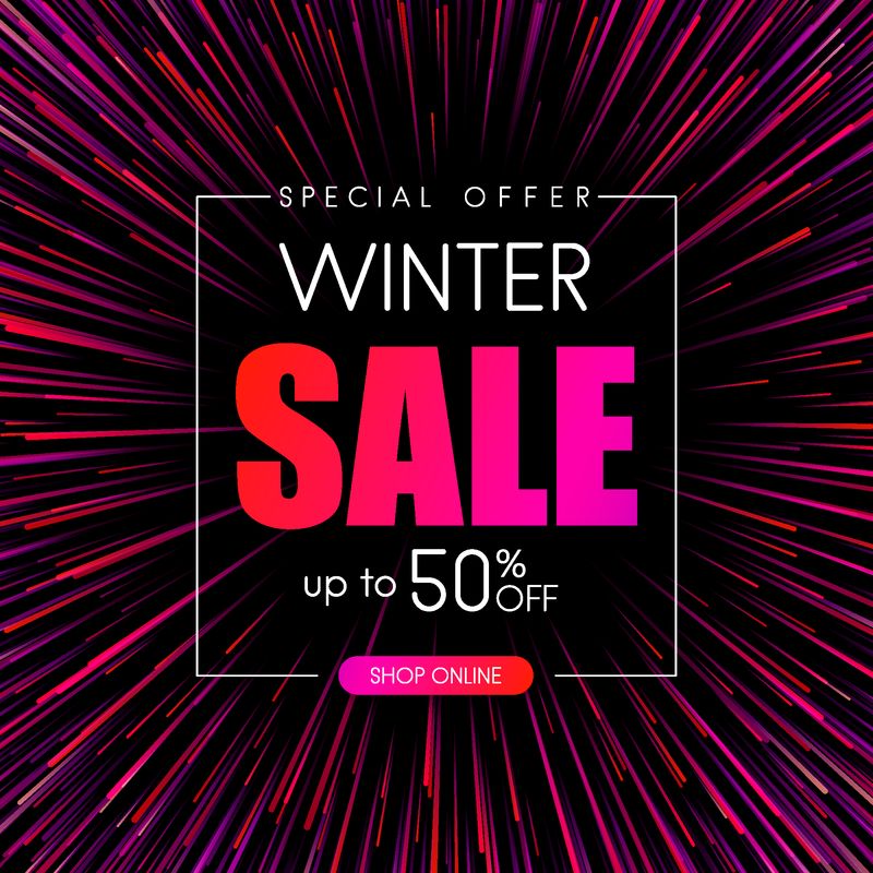 冬季销售-粉色抽象季节促销海报-特价-网上购物-矢量背景