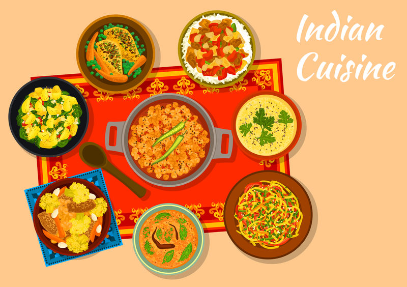 印度菜午餐菜单设计的辛辣菜肴