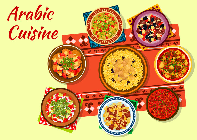 阿拉伯美食丰富而美味的菜肴图标