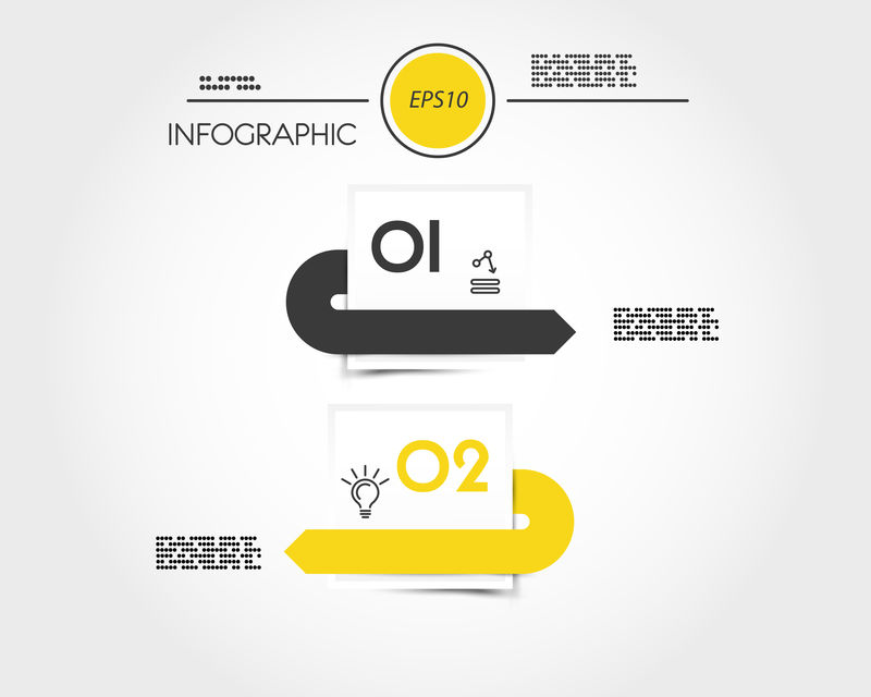 带箭头的黄色两个信息图形方块