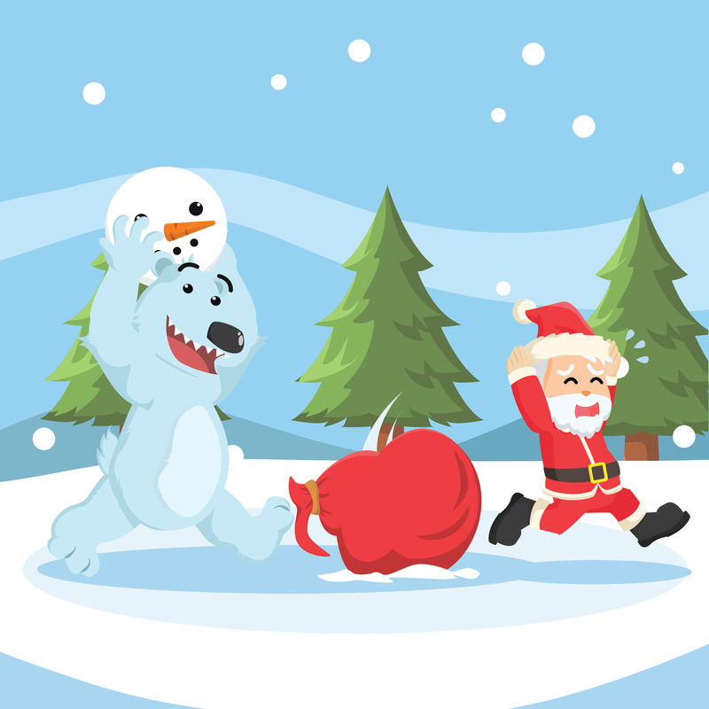 圣诞老人被北极熊追赶