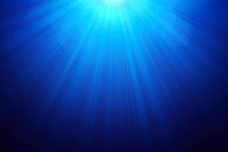 水下场景-气泡浮起-阳光透过水照射3D插图