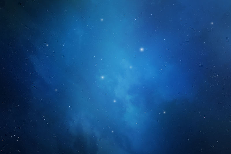 蓝色空间星云数字插图