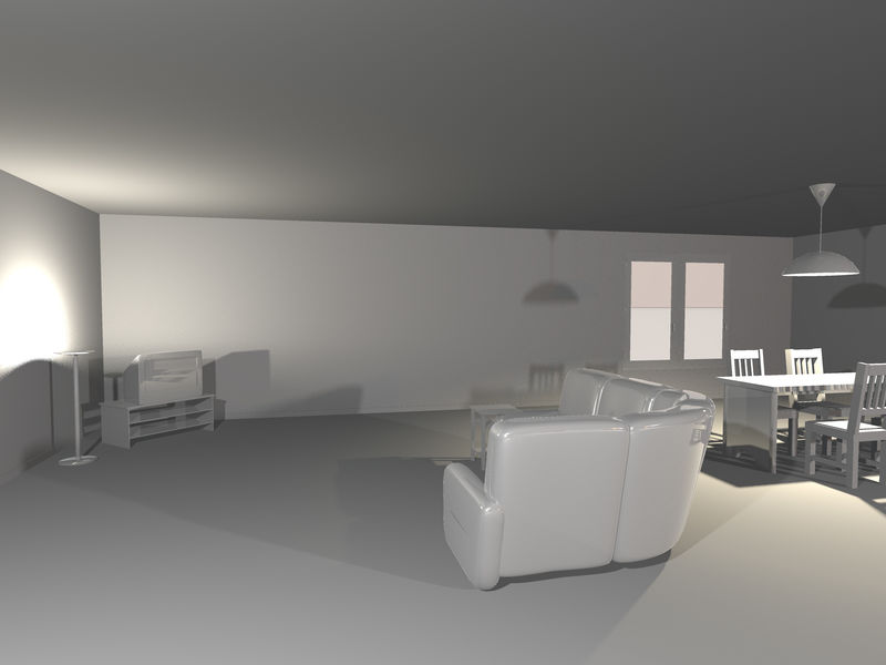 现代厨房内部-晚安-夜间照明-3D渲染