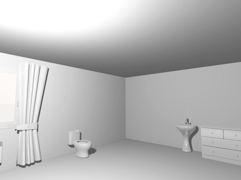 带家具的客厅白色室内设计-三维插图