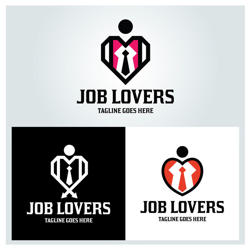 工作爱好者标志设计模板-心脏标志设计理念-矢量图解