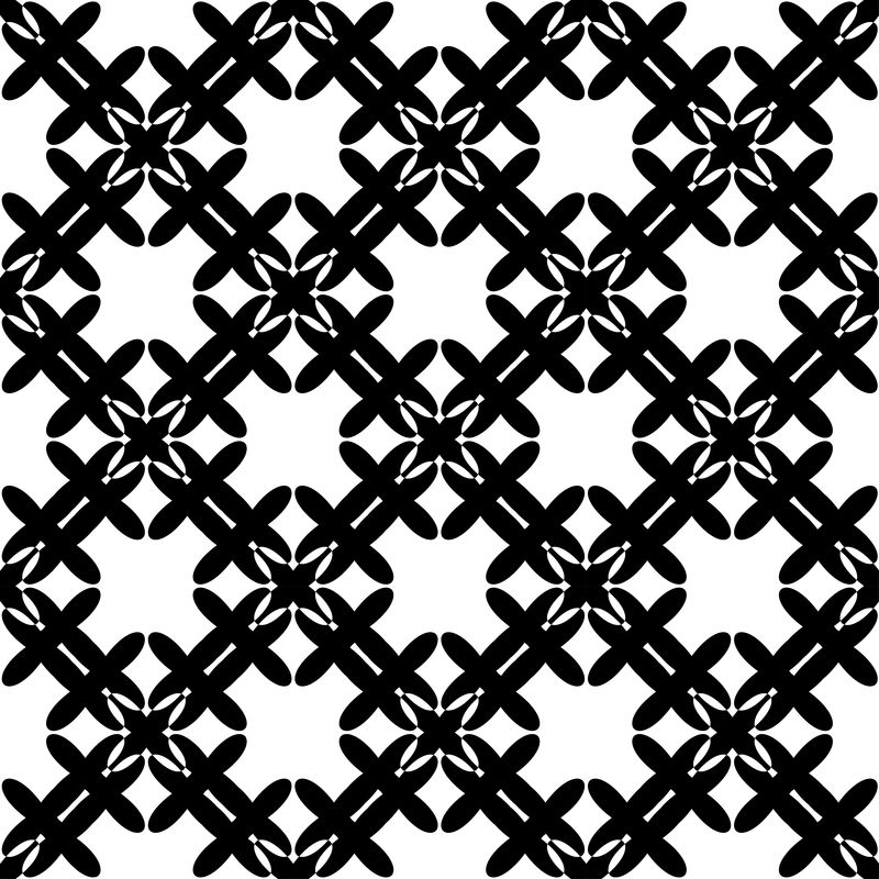 黑白几何无缝图案，抽象背景。